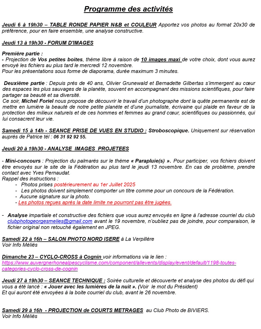 2025-11 programme du mois novembre