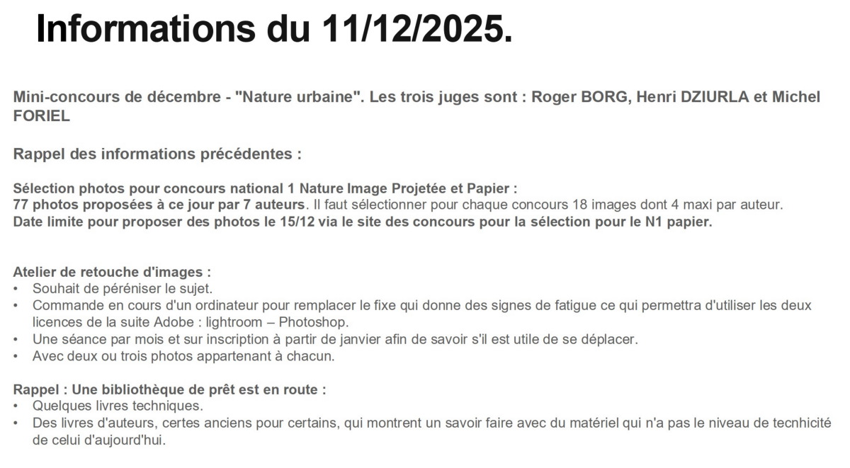 2025-12-11 infos du club