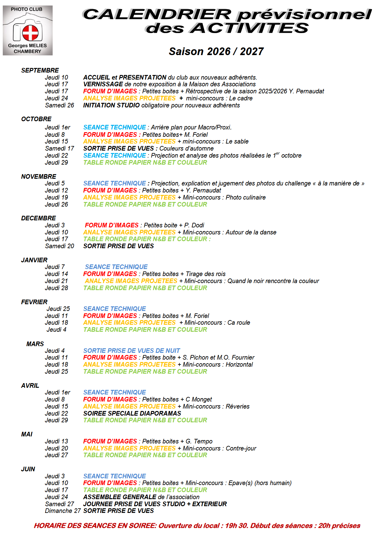 programme saison 2026-2027